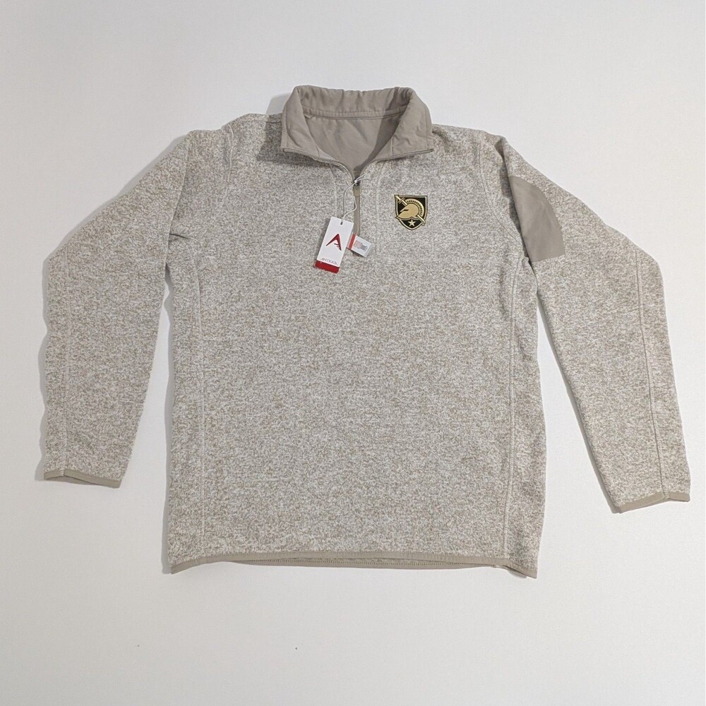 Army Black Knights Antigua Mock Neck 1/4 Zip Beige Pull Over Mens Large NEW